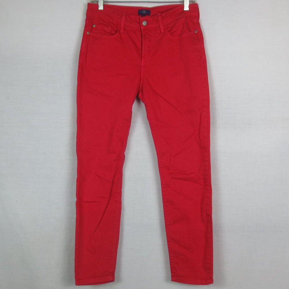 NYDJ Jeans Red Regular Rise Skinny Ankle Cropped Cotton Stretch Denim Size 2